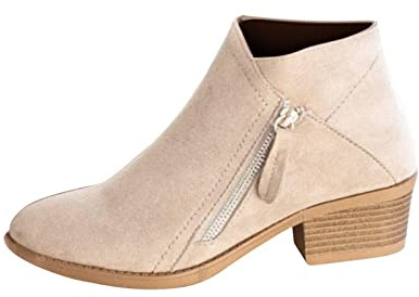 luoluoluo Womens Ankle Boots Low Heel Shoes Platform Zipper Short Boots Chunky Roman Shoes Ladies Casual Comfortable Boots Western Cowgirls Nude Boots Vintage Cowboy Ankle Boots Waterproof Rain Boots