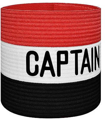 JRINYE Unisex Sport Captain Armband, Adjustable Captain's Armband for Soccer Training Adults & Youths Elastic Captain Arm Band Soccer Sports Accessories - (One Size, Black&Red)