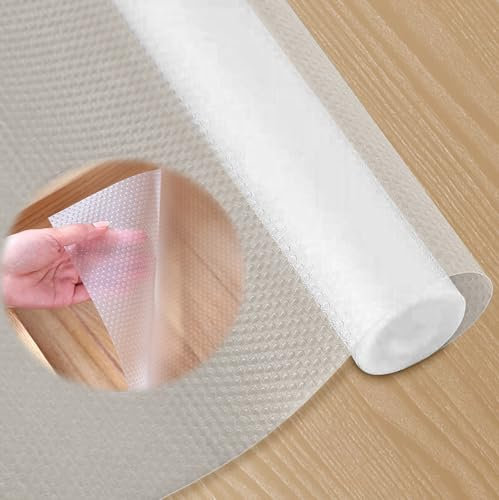 Nizirioo Tappetino Antiscivolo per Cassetti e Armadi, Trasparente, 45 x 600 cm, Impermeabile, Ritagliabile, Non Adesivo - per Scaffali, Frigorifero