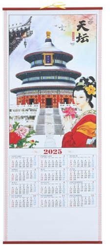 STOBOK 2025 Wall Calendars Chinese Lunar Year of The Snake Wall Scroll Calendar 2025 New Years Feng Shui Calendar Zodiac Chinese Hanging Scroll for Home Office Decor