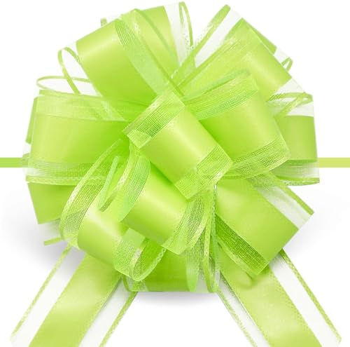 FQTANJU 5 PCS 6 inches Large Pull Bows, Bow for Gift Wrapping, Ribbon Bows for Wedding Christmas Birthday Party Gift Baskets or Valentine's Day Flower Gift Boxes Decoration (Fruit Green)