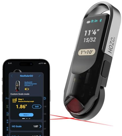 HOZO NeoRulerGO Digitales Maßband mit Laser, Wiederaufladbares Intelligentes Langstrecken-Rollmesswerkzeug für Flache,Bluetooth-App, Taschenformat Coole Gadgets Geschenk für Männer, Papa