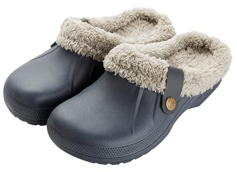 Sleeleece Clogs Gefüttert Damen Herren Warm Hausschuhe Wasserdicht Pantoffeln Plüsch Slider Unisex Paare Weiche Bequeme rutschfeste Indoor Outdoor Winterschuhe Gartenclogs mit Fell