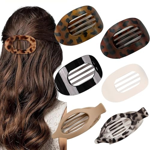GWAWG 6pcs pinces à cheveux plates pour femmes, griffes à cheveux Design incurvé pour la conduite et la position couchée, support robuste pour cheveux épais et épais, accessoires pour cheveux