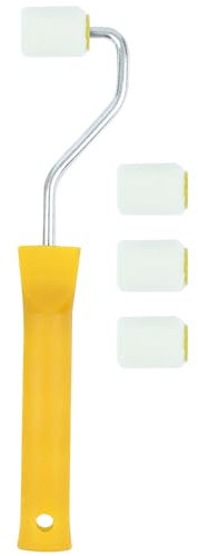 Rouleau Peinture Kit,Mini Rouleau à Peinture Rouleaux Laqueur Muraux en Rouleaux,Pour Décoration Murale et Plafonds,1 Manche en plastique(20 cm) et 4 Têtes de brosse Petit(2,5 cm)
