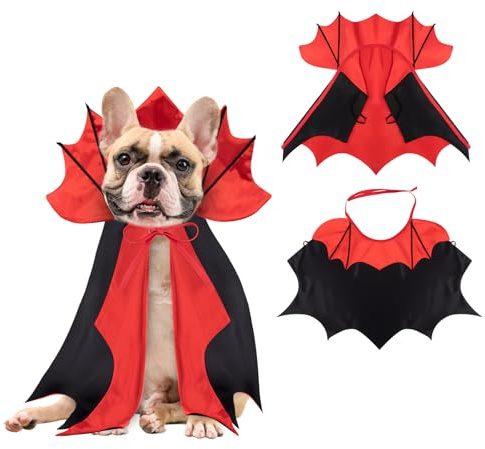 Costume di Halloween per cani Costume da vampiro diavolo mantello mantello per gatti cani di taglia piccola, media e grande, rosso, nero, classico, mantello per animali domestici, per feste, cosplay
