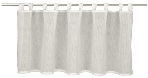 Sehlbach Bistrogardine Streifendessin, Weiß, 140 x 48 cm Bistrogardine, Elegantes Design, Blickdicht, Lichtdurchlässig, Einfache Dekoration, Öko-Tex Zertifiziert