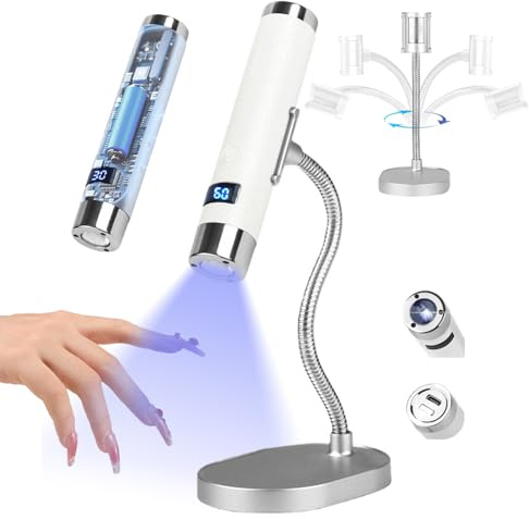 Aokitec Lámpara UV para uñas de gel, sensor AI, lámpara UV, activación sin contacto, 800 mAh, lámpara de uñas para pegamento de uñas, uñas de gel 3D, lámpara UV LED para uñas, lámpara UV LED para uñas