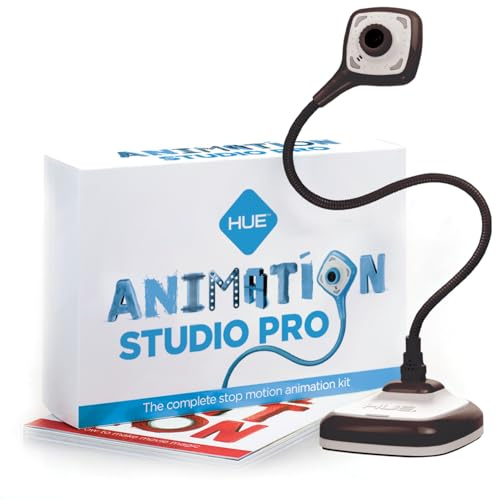 HUE Animation Studio Pro Stop-Motion Komplett-Set (Full HD 1080p Flex-Hals Kamera, Software, Buch) für Windows/macOS (Schwarz)