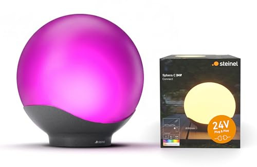 Steinel Lámpara LED esférica Sphera C 24 V Ø 300 mm, 16 Millones de Colores, Control por App, Plug & Play, Sensor de luminosidad, IP65, para jardín y terraza