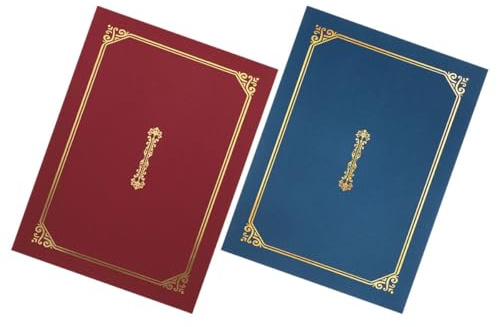 TOKIDNY Carpeta para Certificados A4 2 Piezas Lámina Dorada en Burdeos y Azul Oscuro, Adecuado para Presentación de Diplomas y Documentos Oficiales