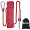 NewDoar 12KN Statisches Kletterseil 10mm Zubehörschnur Ausrüstung Fluchtseil 10M/20M/30M Kletterseile mit 2 Karabinern zum Abseilen, Eisklettern, Feuerrettung, Abseilen etc-Rot/30 m