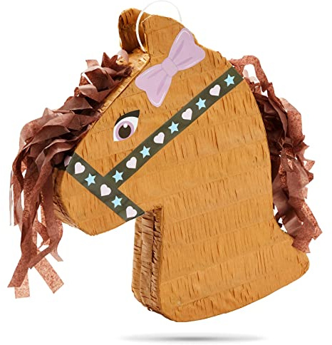 Pinata Tête de Cheval, Pinata Tête de Poney Anniversaire Fille ou Garçon, 30,5 x 41 x 7,5 cm