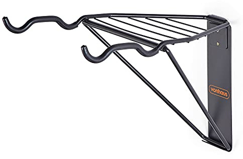VonHaus Bike Rack with Shelf - Wall Mount Bike Hanger for Garage, Stores 2 Bikes and Holds up to 45 KG Folding/Foldable Space Saving Storage Solution