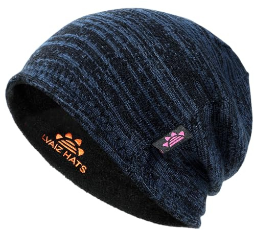 Winter Fleece Lined Knitted Beanie Hats for Men Reversible Windproof Watch Hat Warm Skull Cap for Women…