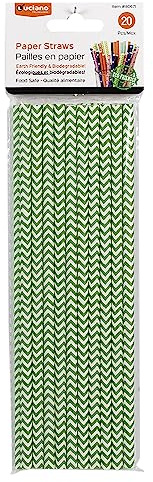 Luciano 100% Biodegradable Paper Straws, 19.5cm,20pcs/Pack, Zigzag Pattern,Multi Pattern Available for Party Supplies, Birthday, Wedding, Bridal/Baby Shower Decorations and Holiday Celebrations