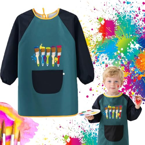 Norhogo Tabliers Peinture Blouse, Blouse Peinture Enfant Imperméable Pour enfants de 7 à 12 ans, Ecole Imperméable Longues, pour Garçon et Fille