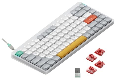 nuphy Air75 v2 QMK/Via Clavier mécanique, 75% Clavier sans Fil à Profil Bas, Bluetooth 5.1, 2.4GHz et Connexion Filaire, Compatible avec Les systèmes Windows et Mac OS - Ionic White Switch Cowberry