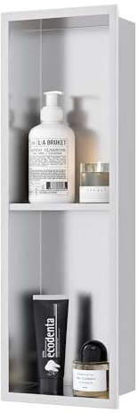 Neodrain Stainless Steel Shower Niche Wall Insert Recessed Double Shelf Shower Storage for Bathroom 60 x 20 x 10 cm