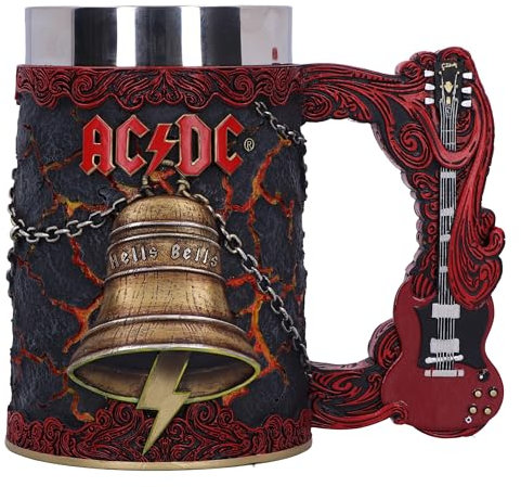 Nemesis Now ACDC Hells Bells Bierkrug, 15,7 cm, Harz, offizielles ACDC-Merchandise, ACDC-Krug, Hells Bells-Bierkrug, Edelstahl-Einsatz, gegossen aus feinstem Harz, fachmännisch handbemalt
