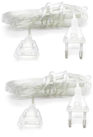 Okaywork Prolunga elettrica - Prolunga di alimentazione trasparente, filo elettrico, prolunga elettrica a filo piatto per piccoli accessori elettrici, lanterne a LED e uso esterno. (5M)