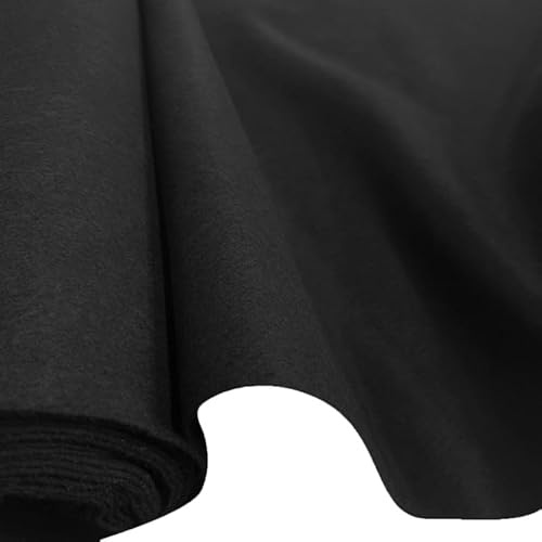 EU Fabrics - Tessuto in feltro ignifugo, per cucito, morbido rotolo di feltro per decorazioni per la casa, arte e artigianato (nero, 1 m x 91 cm)