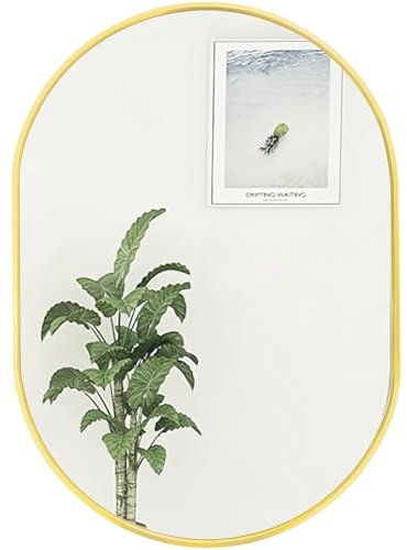 Amazing Tour Oval Mirror, 50cm x 70cm Oval Bathroom Mirror, Gold Wall Mounted Mirrors for Makeup Bathroom, Bedroom, Living Room