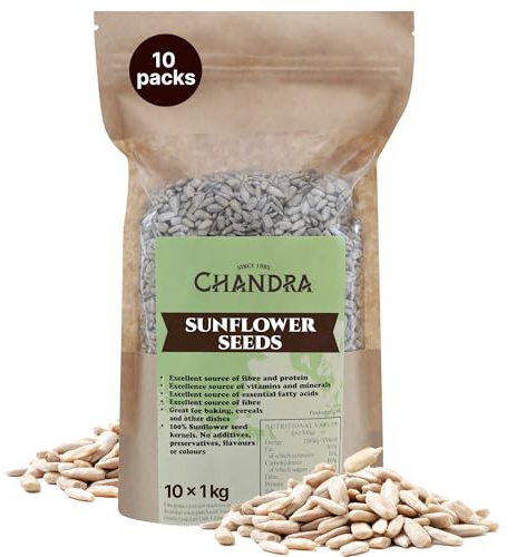 Chandra Whole Foods – Raw Sunflower Seeds 10KG – Low-Carb High Fibre Sunflower Seeds to Eat, for Baking, Cooking, Cereals & Smoothies - Gluten-Free & Keto, Rich in Protein, Vitamins & Nutrients