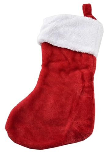 OXYN N NEWTOP Calza Vuota da Appendere Tradizione Feste in Tessuto Ricamo per Aggiungere Regali Accessori Natalizio con Laccetto da Appendere Decorazione Natale 40x25 cm Rossa e Bianca Befana Notte