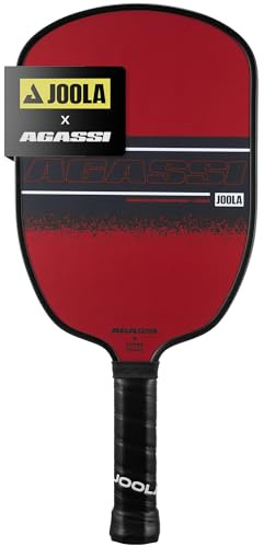 JOOLA Agassi Champion 12mm Pickleball Paddle - Sandblasted Pickleball Racket Increases Spin & Control - Agassi Shape with Extended Sweet Spot - UPA-A Certified - USAP Approved - NFC Chip Enabled