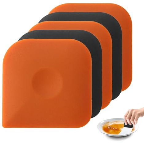 Lot de 5 grattoirs en plastique anti-rayures pour la maison, la cuisine, le nettoyage commercial et la coupe d'aliments doux (2 noirs, 3 oranges)