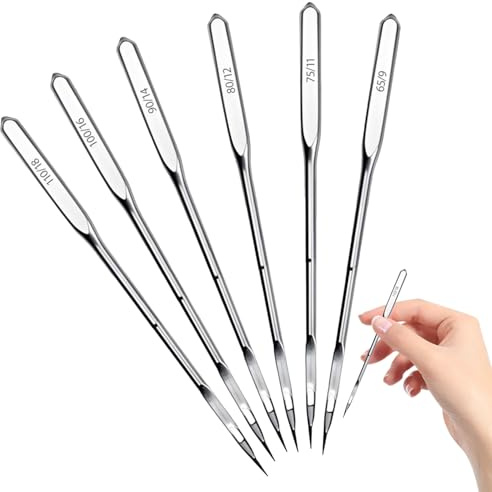 60-Piece Sewing Machine Needle Set - 6 Sizes (65/9 to 110/18) Compatible with Singer, Brother, Janome & More