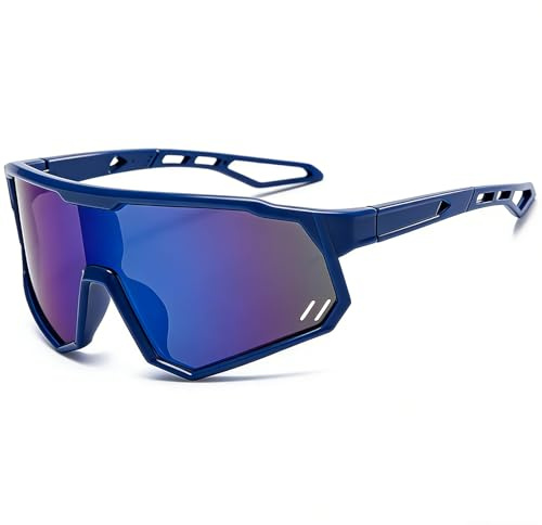 LOJUDI Lunette de Soleil Enfant Protection UV Sport Miroir Tendance Course à pied Cyclisme Lunettes de Soleil vtt Garçon Fille - Bleu