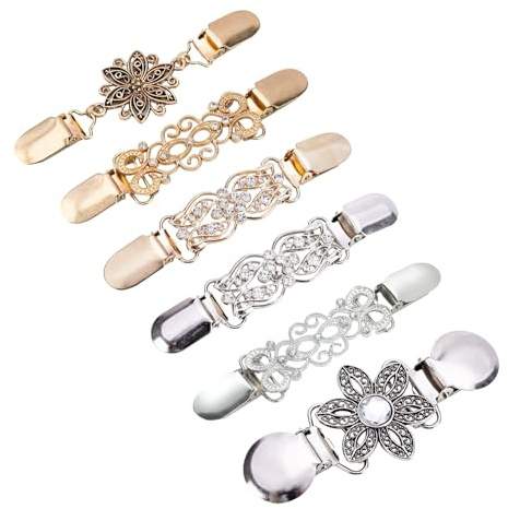 Vintage Sweater Clip, 6Pcs Cinch Waist Clips for Dresses, Retro Cardigan Clips for Women, Adjustable Dress Clips for Shawl Blouse Jacket Travel Decoration