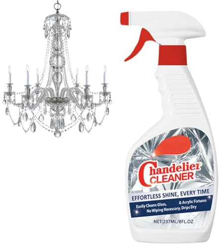 Limpiador de candelabros en aerosol que no se limpia y se seca por goteo, limpiador de candelabros de cristal, sin frotar ni enjuagar, solución de limpieza para lámparas de araña, luces de techo y
