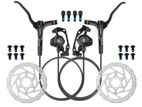 For Shimano MT200 Hydraulic Disc Brake Set for Mountain Bikes ¨C Dual-Piston Oil Brake with Aluminum Alloy Lever, 160mm/140mm Rotors, Mineral Oil, Front & Rear Braking Control
