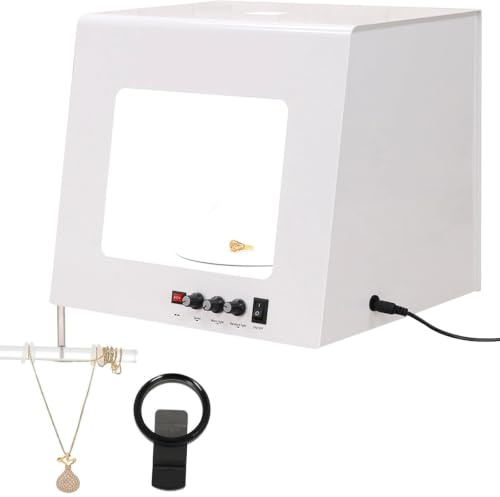 Mini-FotostudiotäLt Ljusboxkit, 360° Roterande Professionell Fotostudio LjuslåDa, 3000-5500k Dimbar Mini Softbox & 4 Fyllnadsljus FöR Produktfotografering Tb20-White