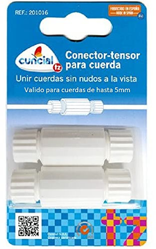 2 Conectores - Tensores de Cuerdas para Tendedero, Blanco