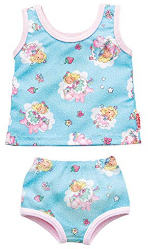 Heless 2410 - Unterwäsche-Set für Puppen im Design Einhorn Emil und Fee Emma, 2-teilig mit Unterhemd und Slip, Größe 35 - 45 cm