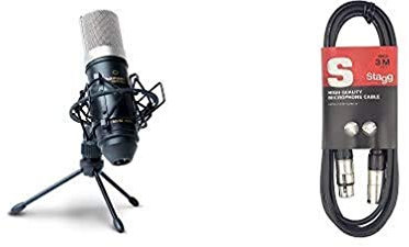 Marantz Professional MPM-1000 - Studio Recording Condenser Microphone with Desktop Stand and Cable - for Podcast and Streaming Projects & Stagg 3m XLR to XLR Plug Microphone Cable