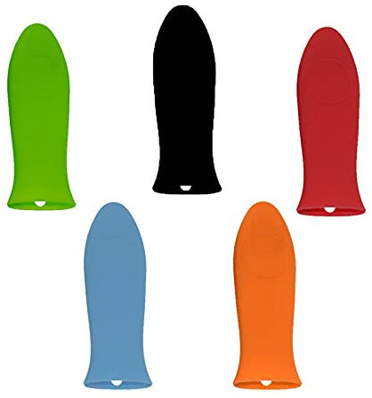 5 Pcs Silicone Hot Handle Cover,Rubber Heat Resistant Pot Handle Sleeve,Covers Pot Sleeve Grip Handle,Potholders & Oven Gloves,for Cast Iron Skillets,Griddle,Metal Cookware (5 Color)