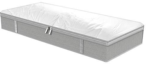 JSMTKJ Portaoggetti sotto ilLetto Sacco Porta Abiti Pieghevole con robusta cerniera e maniglia per Trapunte,Coperte e vestiti, grigio chiaro