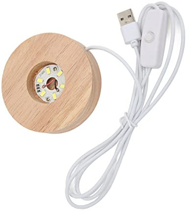 Base Lampe LED, Interfaccia USB e Base in Legno Base Luce per Lampe Sferiche Rettangolari e Sferiche, Elegante Base Lampe Durevole(Base a luce bianca)