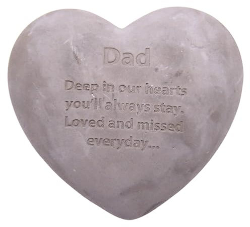 Wowser Heart Shaped Memorial Stone, Sympathy Gift, Remembrance Garden Accent, 6 Inches (Dad)