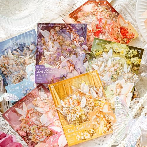 180Pcs Scrapbooking Zubehör Stickers Set,Flower Fairy Scrapbook Zubehör Sticker PET Vintage Aufkleber für Scrapbooking,Bullet Journal,Journal Calendar,Photo Album,Notebook Album Sticker DIY