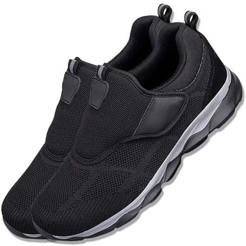 AEHO Scarpe per Diabetici Uomo Scarpe da Lavoro Leggere all'aperto Comode Antiscivolo Ciabatte Chiuse Donna Pantofole Diabetiche per Edemi Piedi Gonfi e Sformati Artrosi,Nero,46/280mm