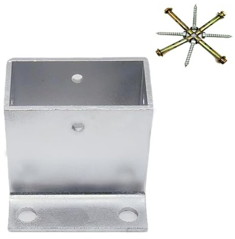 Soporte Base de anclaje para poste madera Base de anclaje para poste de terraza rectangular de 40, 60 y 100 mm, anclaje de soporte para poste de hormigón para barandilla de porche/pabellón exterior, s