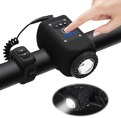 Timbre Blaze para Bicicleta, Timbre Electrónico para Bicicleta de Montaña, Timbre de Bicicleta de 110 dB, Alarma Fuerte, Timbre de Bicicleta Recargable por USB 2 en 1, Resistente al Agua IPX5, 6 Modos