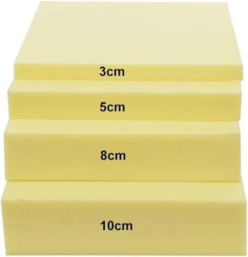 YOUROU 3/5/8/10cm Rembourrage en Mousse 35D Haute Densité,Jaune Mousse d'Ameublement de Rechange pour Coussin de Canapé,Bancs,Chaises,Matelas (Épaisseur 3cm-180x35cm)