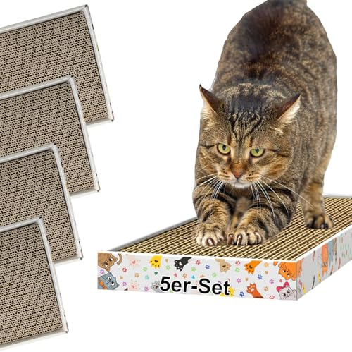 Kratzbrett für Katzen Kratzi Pad 5er-Set 46,5 x 17,5 x 3,4 cm Kratzpappe Kratzmatte Krallenpflege